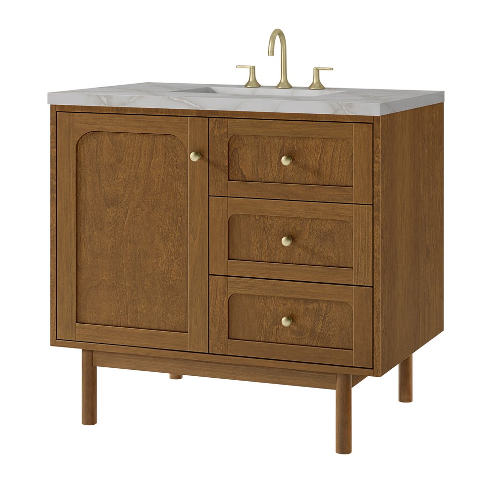 James Martin - Laurent 36" Single Vanity, Honey Oak w/ 3 CM Victorian Silver Silestone Top - 545-V36-HNO-3VSL view 16