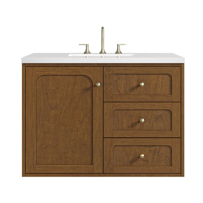 James Martin - Laurent 36" Single Vanity, Honey Oak w/ 3 CM White Zeus Silestone Top - 545-V36-HNO-3WZ view 2