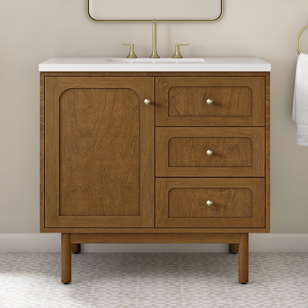 James Martin - Laurent 36" Single Vanity, Honey Oak w/ 3 CM White Zeus Silestone Top - 545-V36-HNO-3WZ view 7