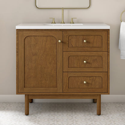 James Martin - Laurent 36" Single Vanity, Honey Oak w/ 3 CM White Zeus Silestone Top - 545-V36-HNO-3WZ view 7