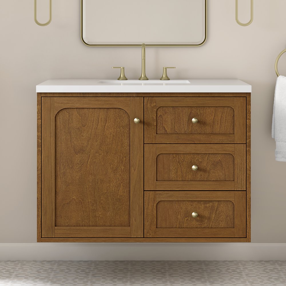 James Martin - Laurent 36" Single Vanity, Honey Oak w/ 3 CM White Zeus Silestone Top - 545-V36-HNO-3WZ view 8