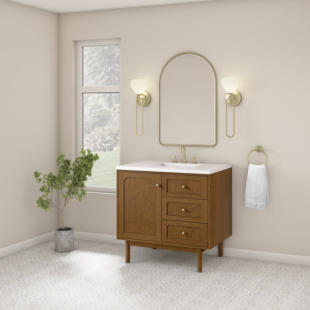 James Martin - Laurent 36" Single Vanity, Honey Oak w/ 3 CM White Zeus Silestone Top - 545-V36-HNO-3WZ view 9