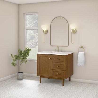 James Martin - Laurent 36" Single Vanity, Honey Oak w/ 3 CM White Zeus Silestone Top - 545-V36-HNO-3WZ view 9