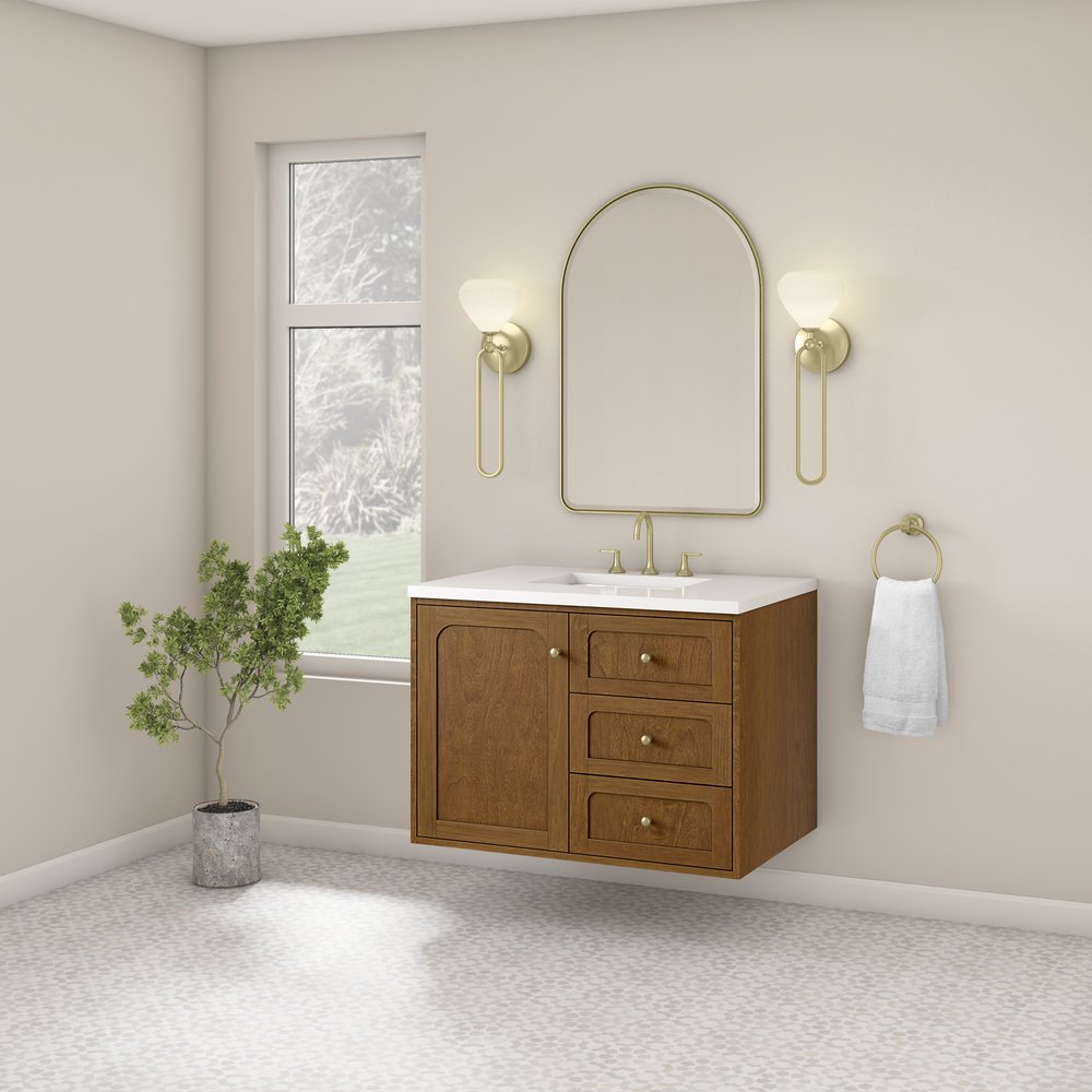 James Martin - Laurent 36" Single Vanity, Honey Oak w/ 3 CM White Zeus Silestone Top - 545-V36-HNO-3WZ view 10