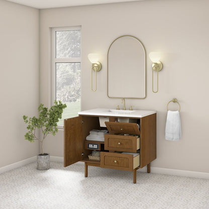 James Martin - Laurent 36" Single Vanity, Honey Oak w/ 3 CM White Zeus Silestone Top - 545-V36-HNO-3WZ view 11
