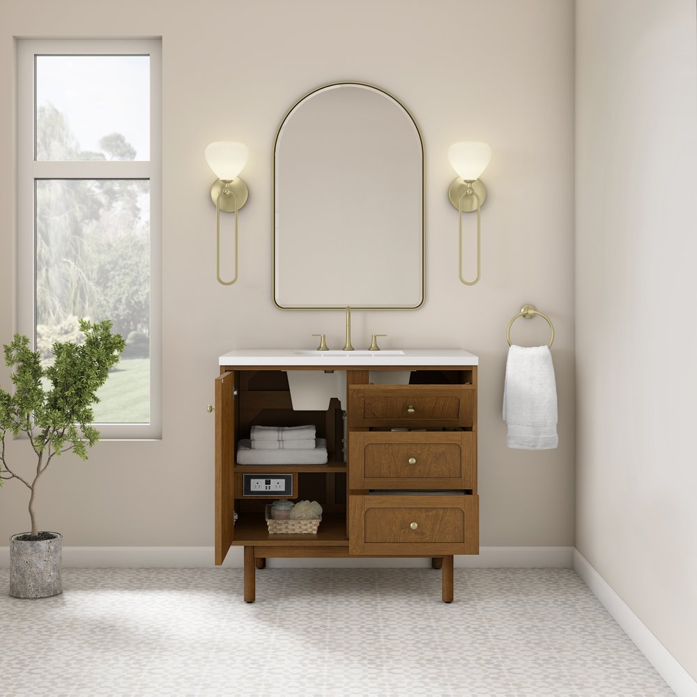 James Martin - Laurent 36" Single Vanity, Honey Oak w/ 3 CM White Zeus Silestone Top - 545-V36-HNO-3WZ view 13