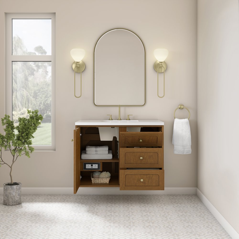 James Martin - Laurent 36" Single Vanity, Honey Oak w/ 3 CM White Zeus Silestone Top - 545-V36-HNO-3WZ view 14