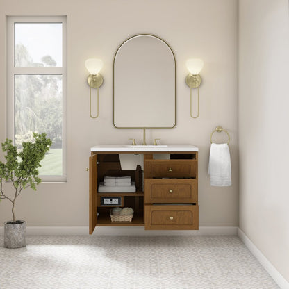 James Martin - Laurent 36" Single Vanity, Honey Oak w/ 3 CM White Zeus Silestone Top - 545-V36-HNO-3WZ view 14