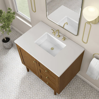 James Martin - Laurent 36" Single Vanity, Honey Oak w/ 3 CM White Zeus Silestone Top - 545-V36-HNO-3WZ view 16