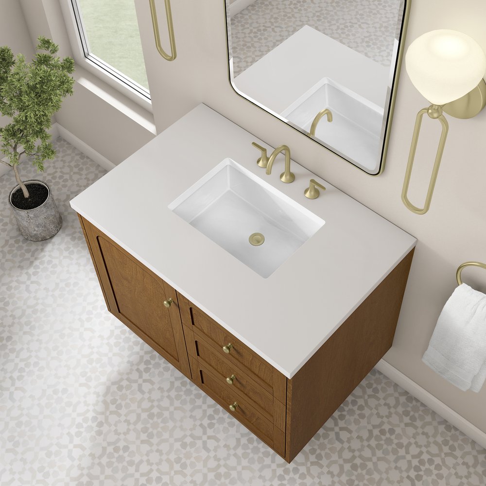 James Martin - Laurent 36" Single Vanity, Honey Oak w/ 3 CM White Zeus Silestone Top - 545-V36-HNO-3WZ view 17