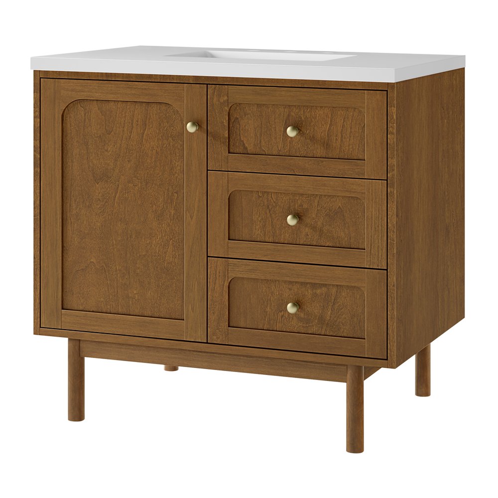 James Martin - Laurent 36" Single Vanity, Honey Oak w/ 3 CM White Zeus Silestone Top - 545-V36-HNO-3WZ view 22
