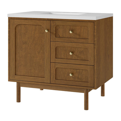 James Martin - Laurent 36" Single Vanity, Honey Oak w/ 3 CM White Zeus Silestone Top - 545-V36-HNO-3WZ view 22