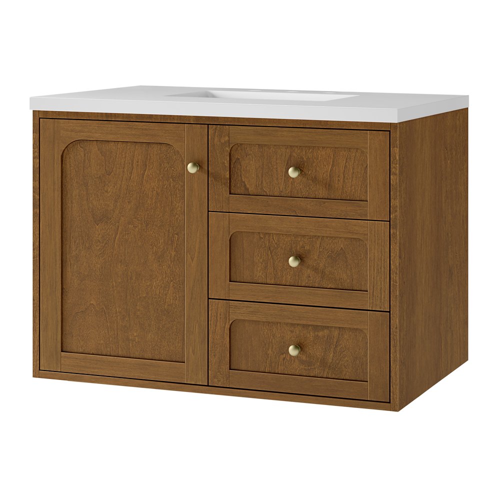 James Martin - Laurent 36" Single Vanity, Honey Oak w/ 3 CM White Zeus Silestone Top - 545-V36-HNO-3WZ view 23