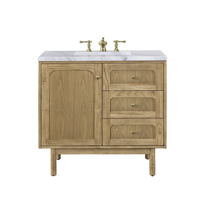 James Martin - Laurent 36" Single Vanity, Light Natural Oak w/ 3 CM Carrara Marble Top - 545-V36-LNO-3CAR view 1