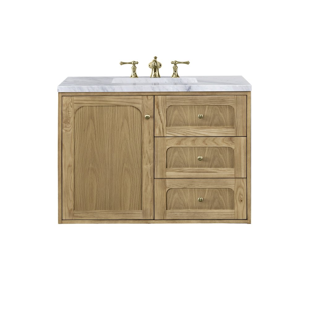 James Martin - Laurent 36" Single Vanity, Light Natural Oak w/ 3 CM Carrara Marble Top - 545-V36-LNO-3CAR view 2