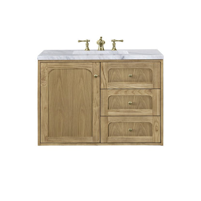 James Martin - Laurent 36" Single Vanity, Light Natural Oak w/ 3 CM Carrara Marble Top - 545-V36-LNO-3CAR view 2