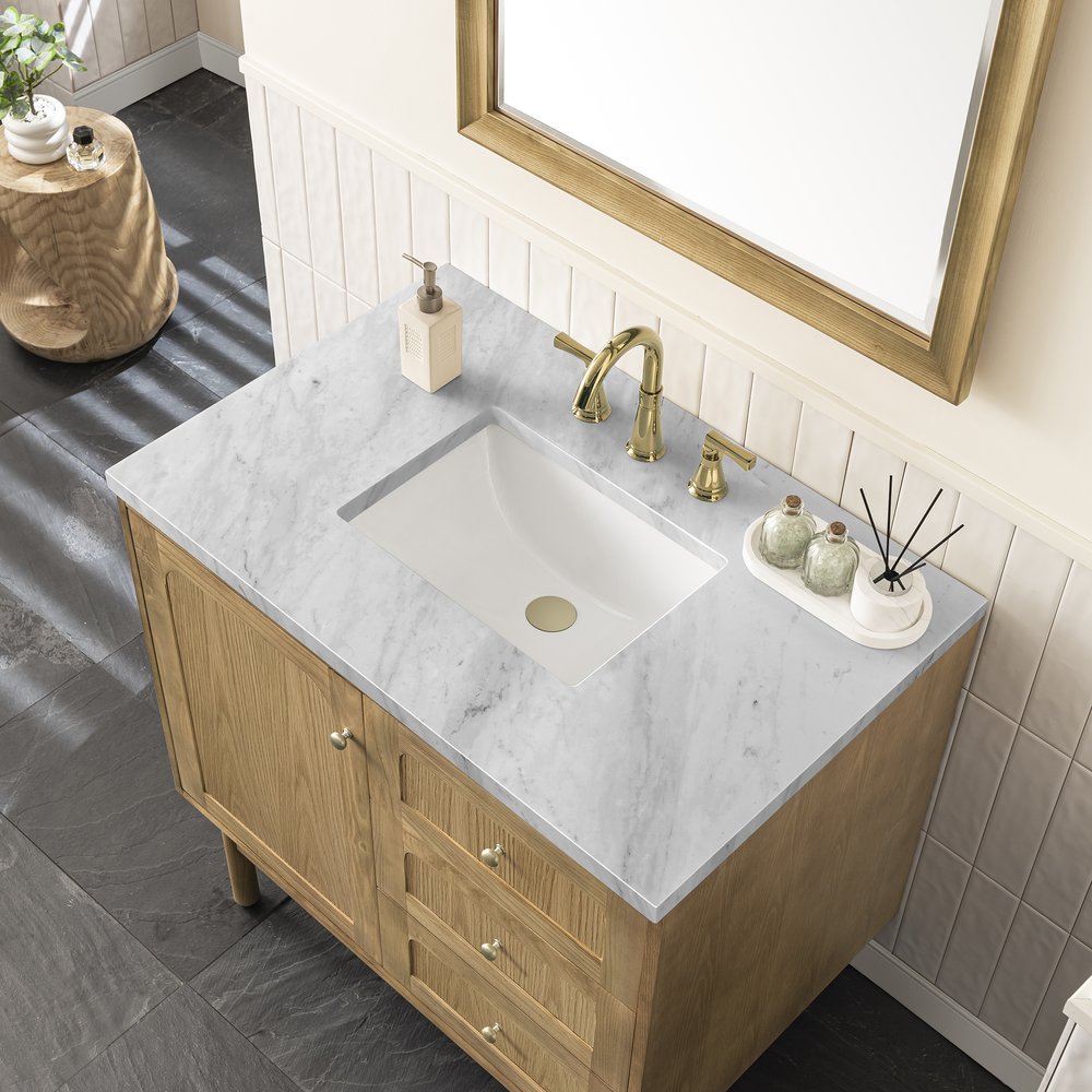 James Martin - Laurent 36" Single Vanity, Light Natural Oak w/ 3 CM Carrara Marble Top - 545-V36-LNO-3CAR view 10