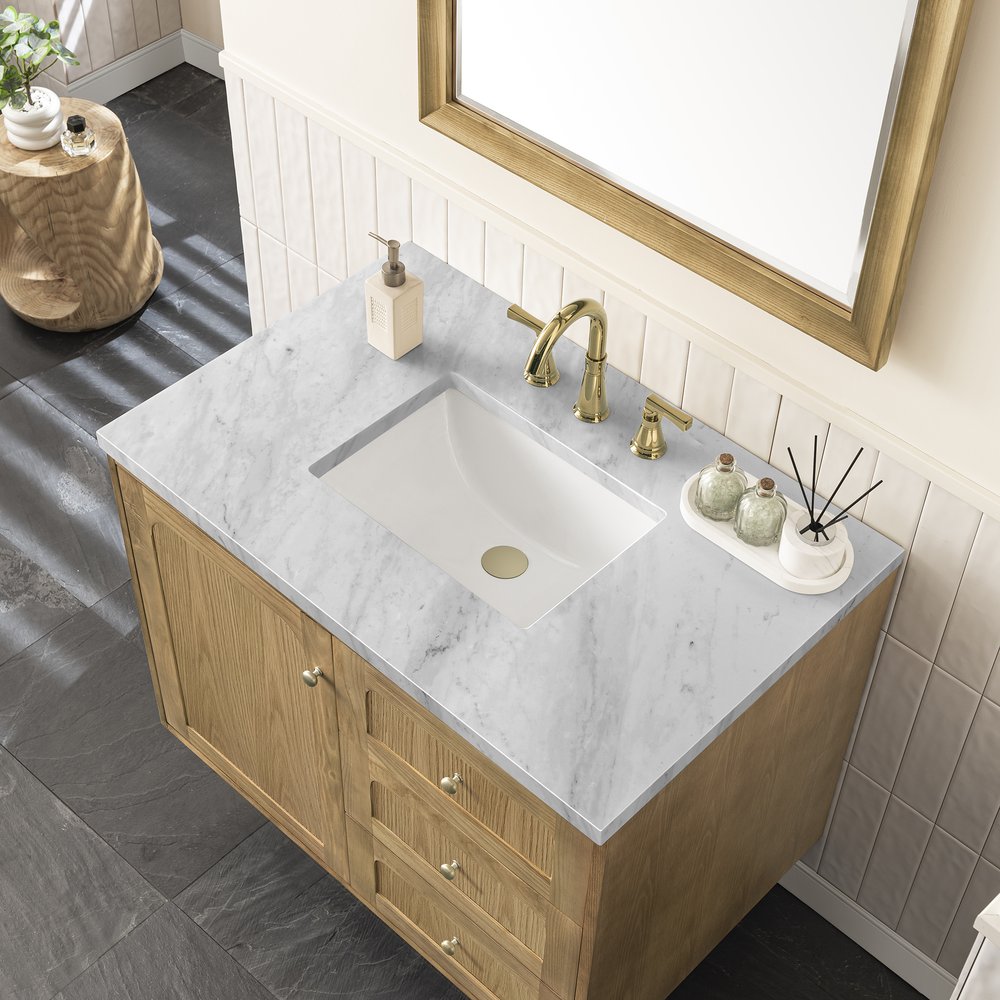 James Martin - Laurent 36" Single Vanity, Light Natural Oak w/ 3 CM Carrara Marble Top - 545-V36-LNO-3CAR view 11