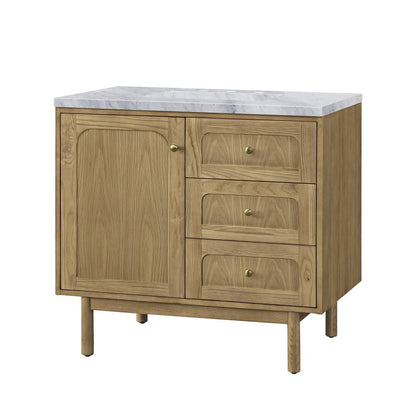 James Martin - Laurent 36" Single Vanity, Light Natural Oak w/ 3 CM Carrara Marble Top - 545-V36-LNO-3CAR view 16
