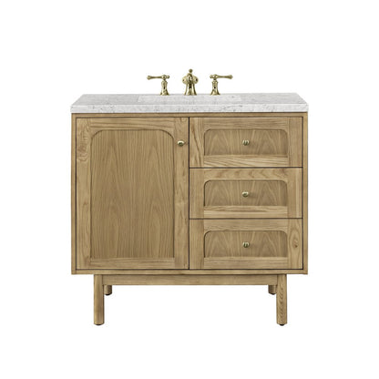 James Martin - Laurent 36" Single Vanity, Light Natural Oak w/ 3 CM Eternal Jasmine Pearl Top - 545-V36-LNO-3EJP view 1