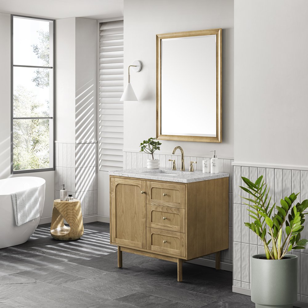 James Martin - Laurent 36" Single Vanity, Light Natural Oak w/ 3 CM Eternal Jasmine Pearl Top - 545-V36-LNO-3EJP view 6