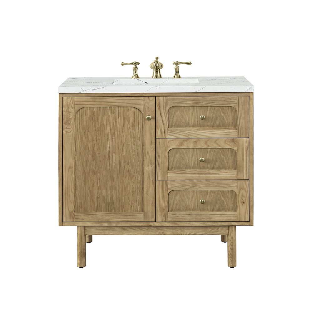 James Martin - Laurent 36" Single Vanity, Light Natural Oak w/ 3 CM Ethereal Noctis Top - 545-V36-LNO-3ENC view 1