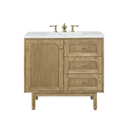 James Martin - Laurent 36" Single Vanity, Light Natural Oak w/ 3 CM Ethereal Noctis Top - 545-V36-LNO-3ENC view 1