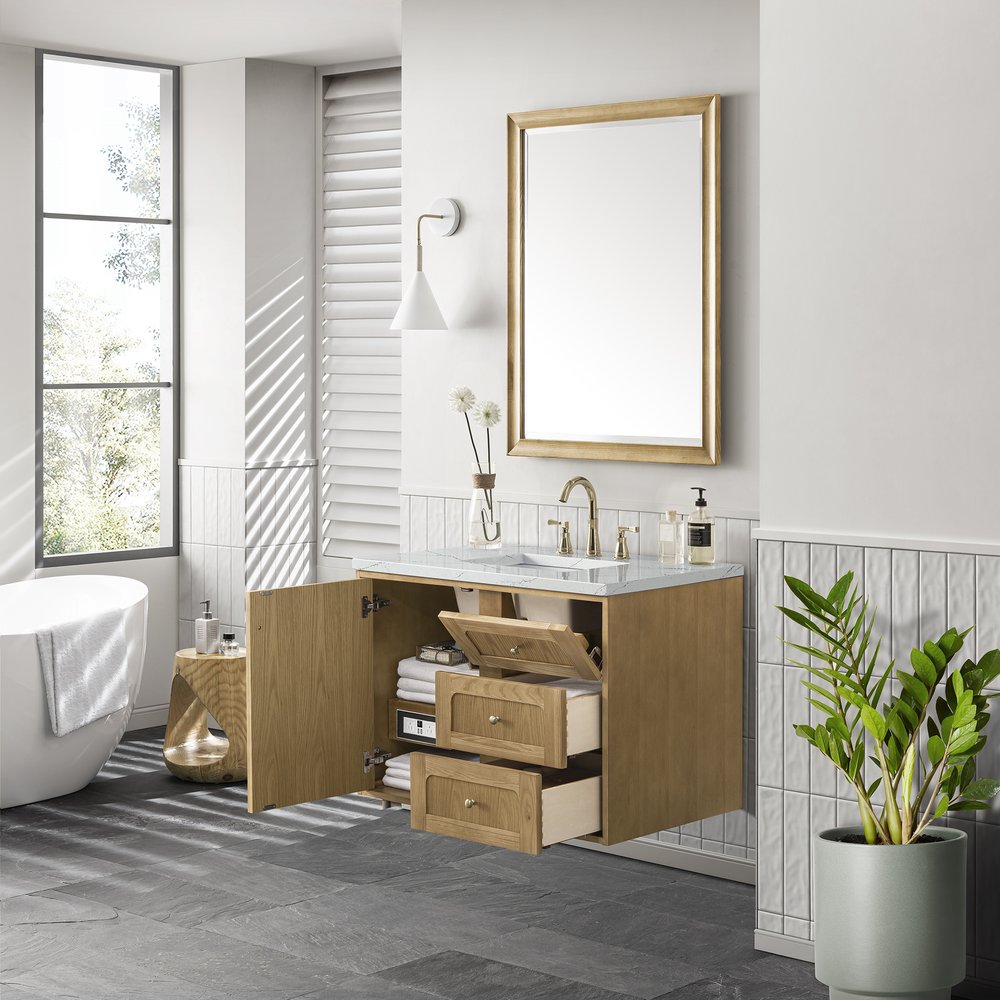 James Martin - Laurent 36" Single Vanity, Light Natural Oak w/ 3 CM Ethereal Noctis Top - 545-V36-LNO-3ENC view 8