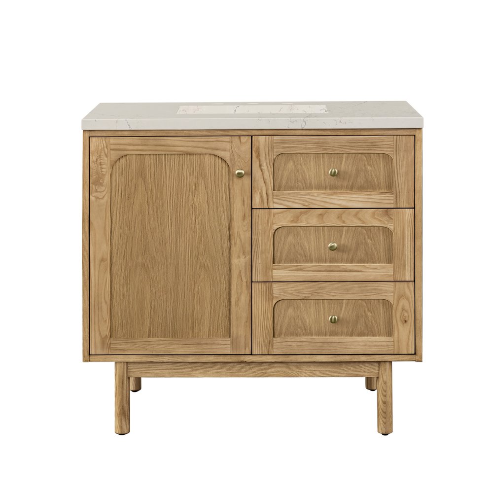 James Martin - Laurent 36" Single Vanity, Light Natural Oak, w/ 3 CM Siberian Silestone Top - 545-V36-LNO-3SFR view 2