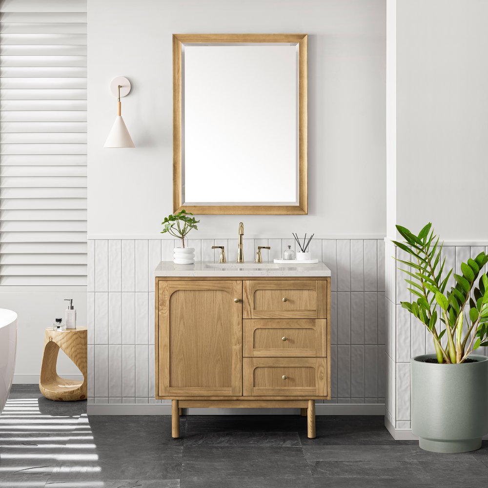 James Martin - Laurent 36" Single Vanity, Light Natural Oak, w/ 3 CM Siberian Silestone Top - 545-V36-LNO-3SFR view 7