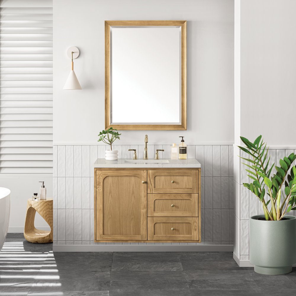 James Martin - Laurent 36" Single Vanity, Light Natural Oak, w/ 3 CM Siberian Silestone Top - 545-V36-LNO-3SFR view 8
