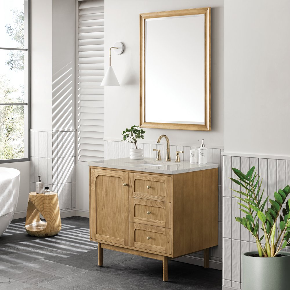 James Martin - Laurent 36" Single Vanity, Light Natural Oak, w/ 3 CM Siberian Silestone Top - 545-V36-LNO-3SFR view 9