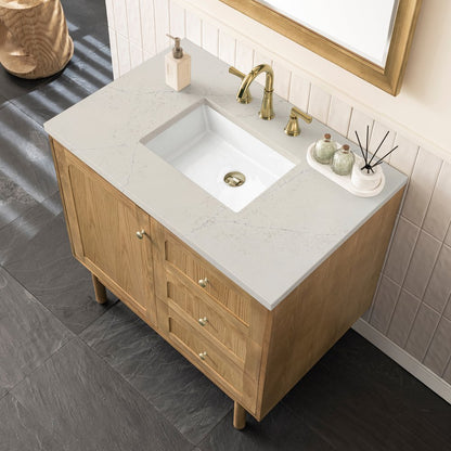 James Martin - Laurent 36" Single Vanity, Light Natural Oak, w/ 3 CM Siberian Silestone Top - 545-V36-LNO-3SFR view 14