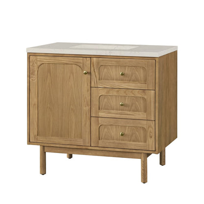 James Martin - Laurent 36" Single Vanity, Light Natural Oak, w/ 3 CM Siberian Silestone Top - 545-V36-LNO-3SFR view 20