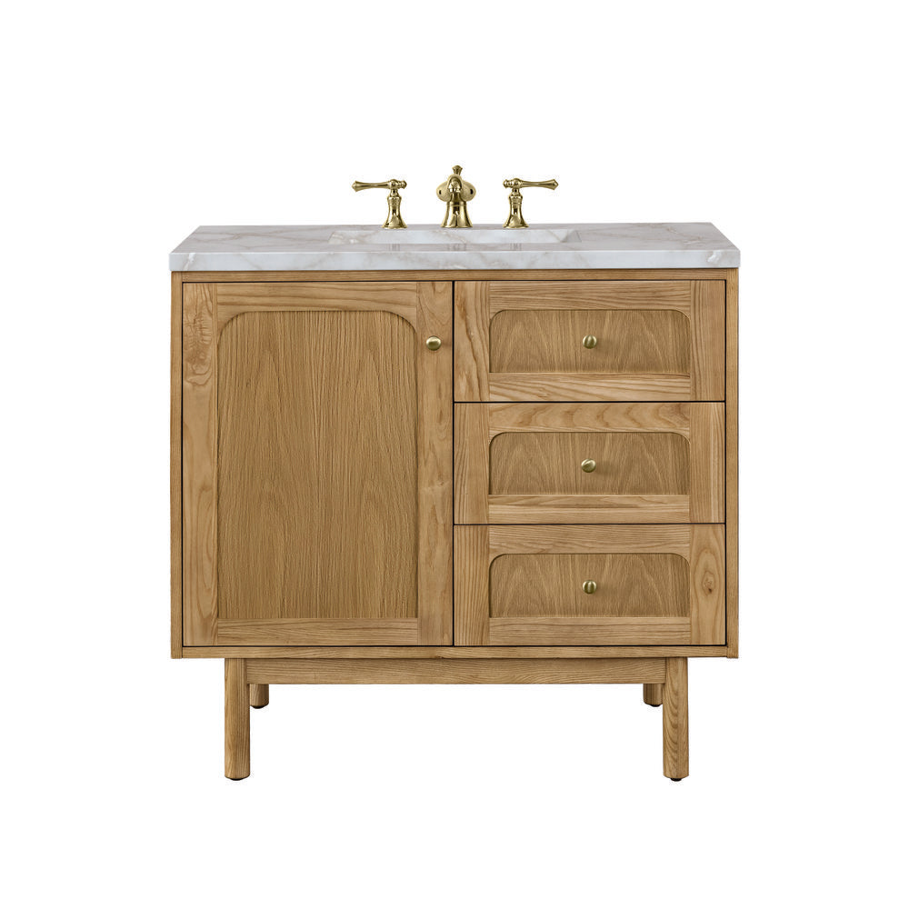 James Martin - Laurent 36" Single Vanity, Light Natural Oak w/ 3 CM Victorian Silver Top - 545-V36-LNO-3VSL view 1