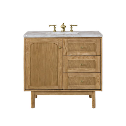 James Martin - Laurent 36" Single Vanity, Light Natural Oak w/ 3 CM Victorian Silver Top - 545-V36-LNO-3VSL view 1
