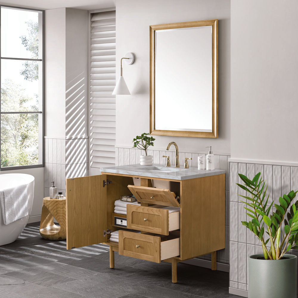 James Martin - Laurent 36" Single Vanity, Light Natural Oak w/ 3 CM Victorian Silver Top - 545-V36-LNO-3VSL view 9