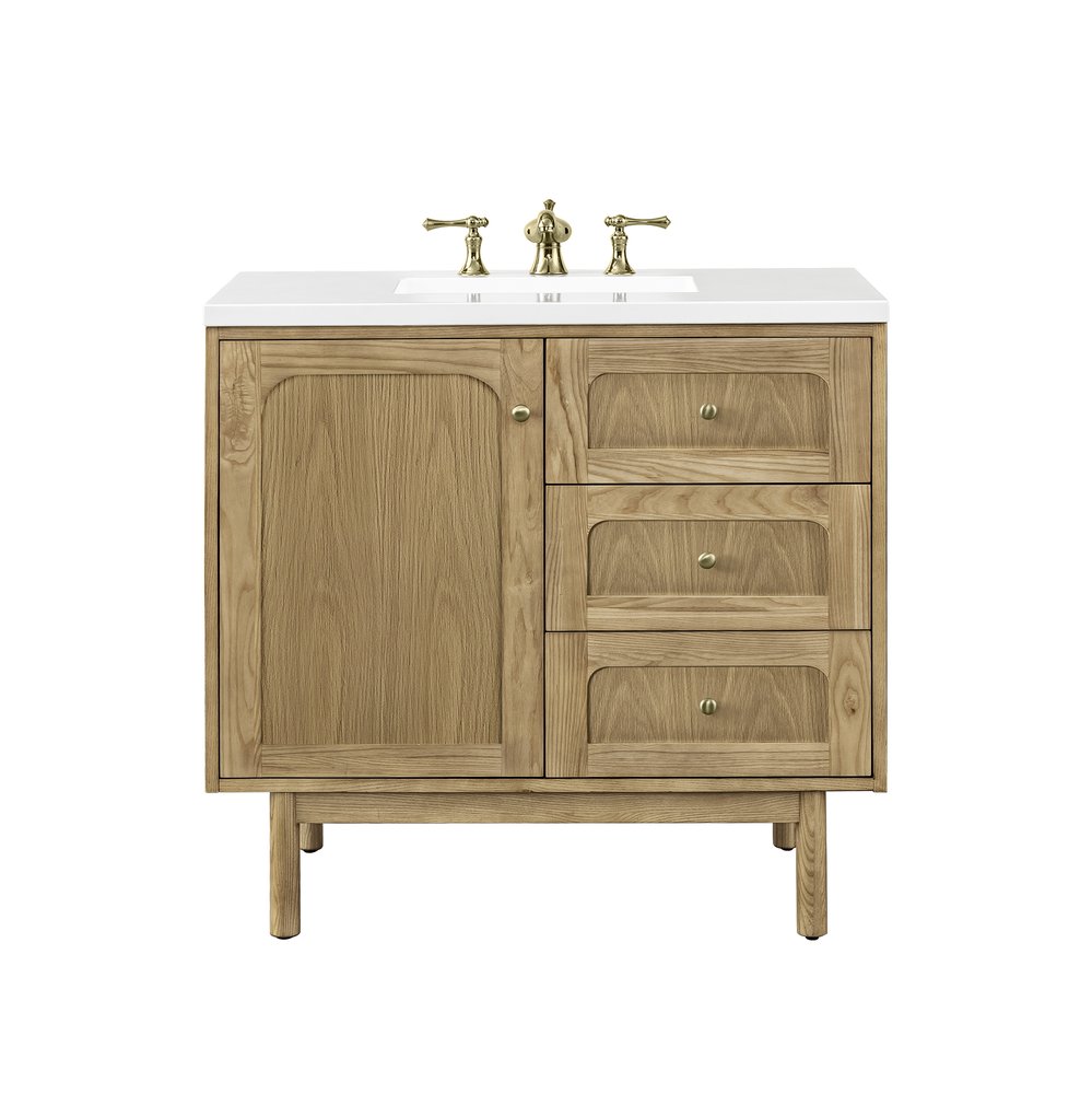 James Martin - Laurent 36" Single Vanity, Light Natural Oak w/ 3 CM White Zeus Top - 545-V36-LNO-3WZ view 1