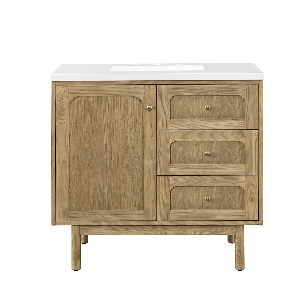 James Martin - Laurent 36" Single Vanity, Light Natural Oak w/ 3 CM White Zeus Top - 545-V36-LNO-3WZ view 2