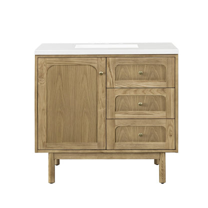 James Martin - Laurent 36" Single Vanity, Light Natural Oak w/ 3 CM White Zeus Top - 545-V36-LNO-3WZ view 2