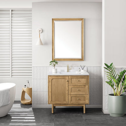 James Martin - Laurent 36" Single Vanity, Light Natural Oak w/ Single Hole 3 CM White Zeus Top & Backsplash - 545-V36-LNO-1WZ view 6