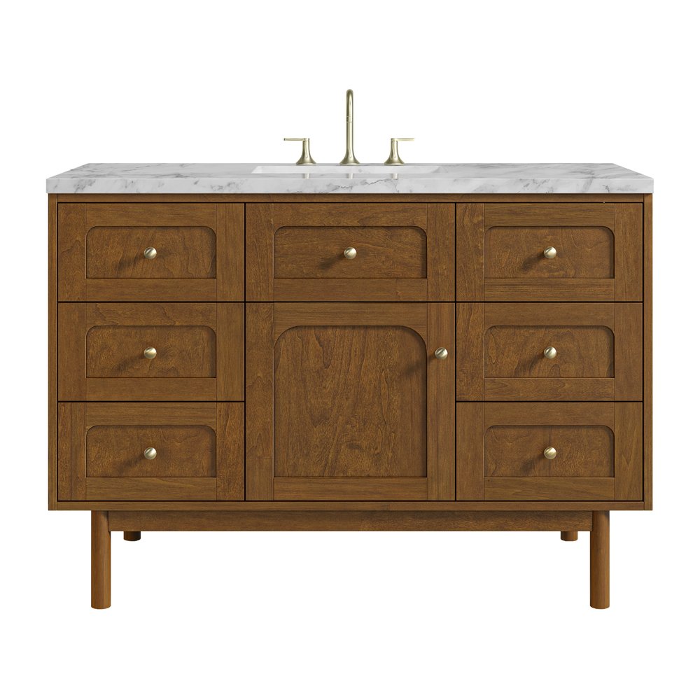 James Martin - Laurent 48" Single Vanity, Honey Oak w/ 3 CM Carrara Marble Top - 545-V48-HNO-3CAR view 1
