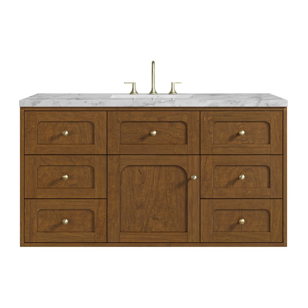 James Martin - Laurent 48" Single Vanity, Honey Oak w/ 3 CM Carrara Marble Top - 545-V48-HNO-3CAR view 2