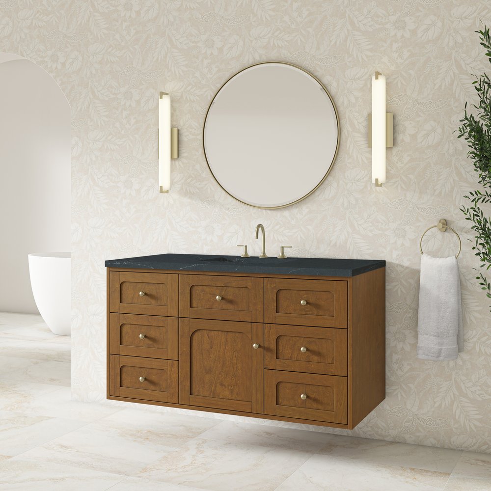 James Martin - Laurent 48" Single Vanity, Honey Oak w/ 3 CM Charcoal Soapstone Silestone Top - 545-V48-HNO-3CSP view 8