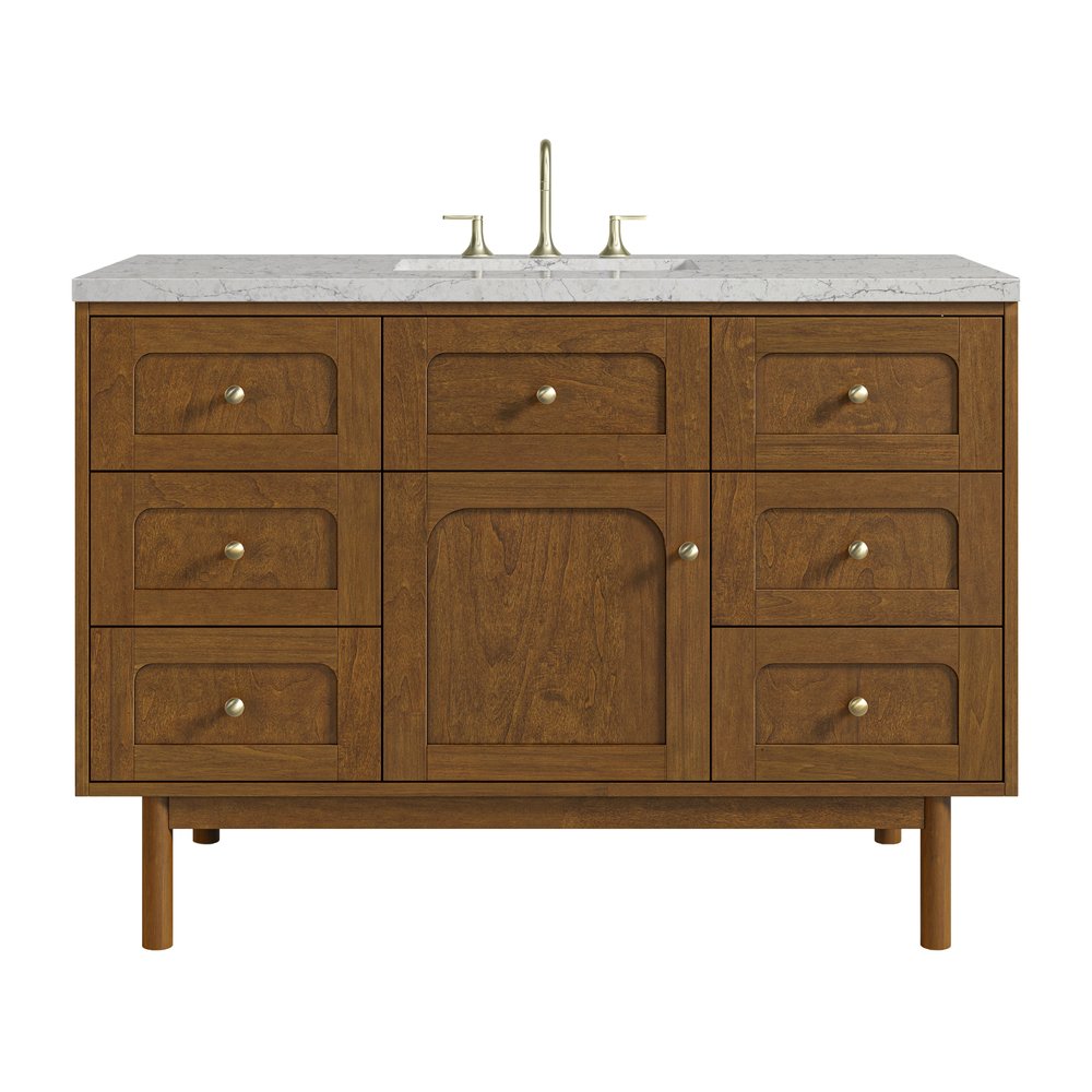 James Martin - Laurent 48" Single Vanity, Honey Oak w/ 3 CM Eternal Jasmine Pearl Silestone Top w/FreePower Wireless Charger - 545-V48-HNO-FEJP view 1