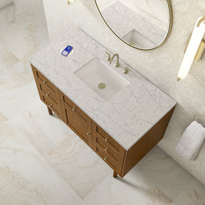 James Martin - Laurent 48" Single Vanity, Honey Oak w/ 3 CM Eternal Jasmine Pearl Silestone Top w/FreePower Wireless Charger - 545-V48-HNO-FEJP view 11