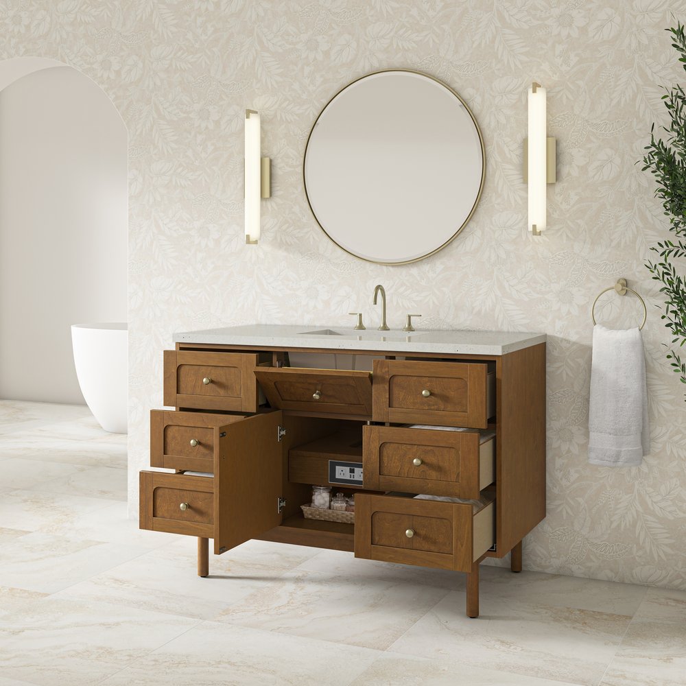 James Martin - Laurent 48" Single Vanity, Honey Oak w/ 3 CM Lime Delight Silestone Top - 545-V48-HNO-3LDL view 9