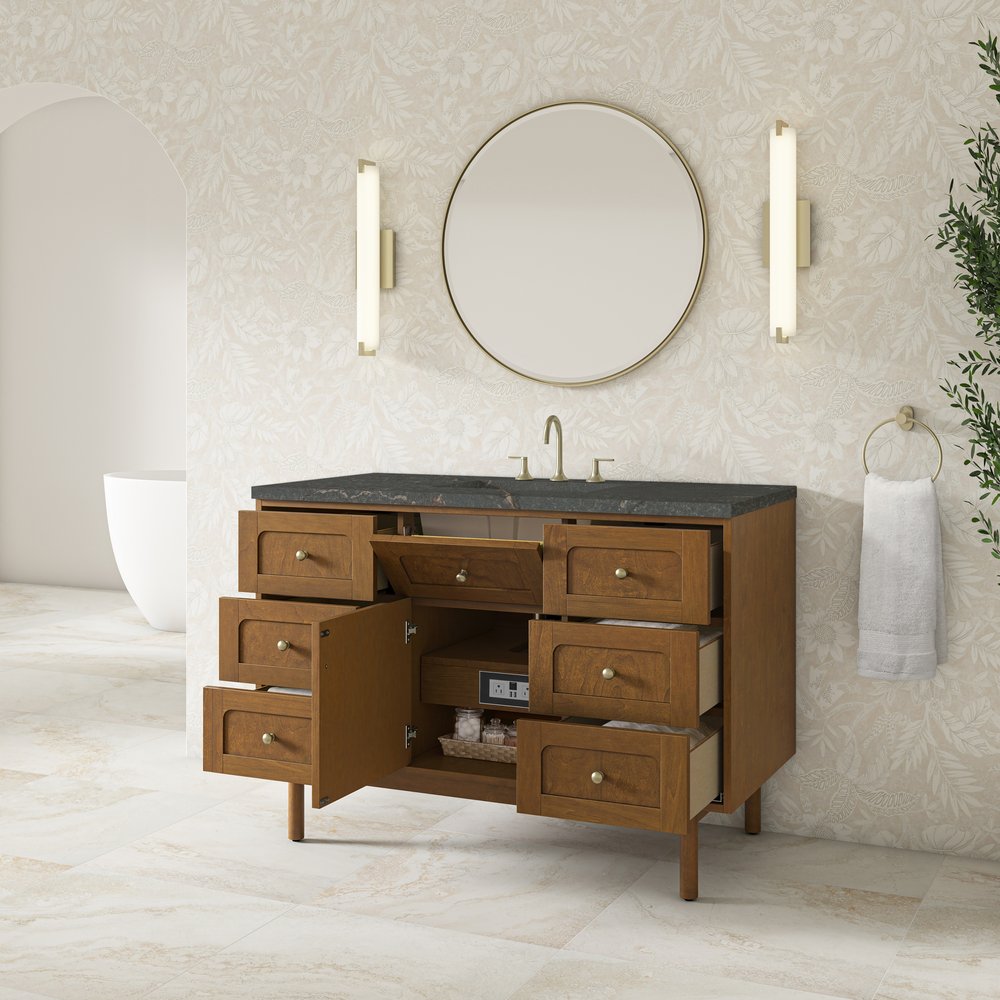James Martin - Laurent 48" Single Vanity, Honey Oak w/ 3 CM Parisien Bleu Silestone Top - 545-V48-HNO-3PBL view 9