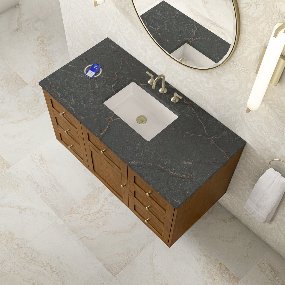 James Martin - Laurent 48" Single Vanity, Honey Oak w/ 3 CM Parisien Bleu Silestone Top w/FreePower Wireless Charger - 545-V48-HNO-FPBL view 12