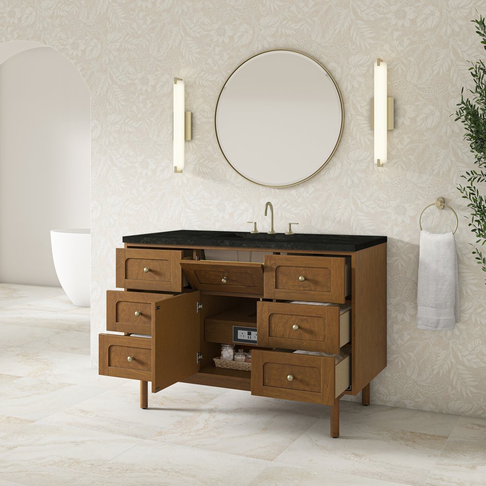 James Martin - Laurent 48" Single Vanity, Honey Oak w/ 3 CM Phantome Eclos Top - 545-V48-HNO-3PHT view 9